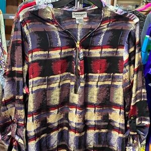 Serengeti Women's Red and Purple Checkered Blouse